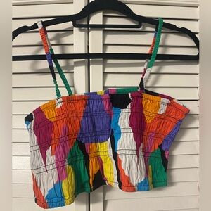 “a new day” Multicolor Strappy Crop Top